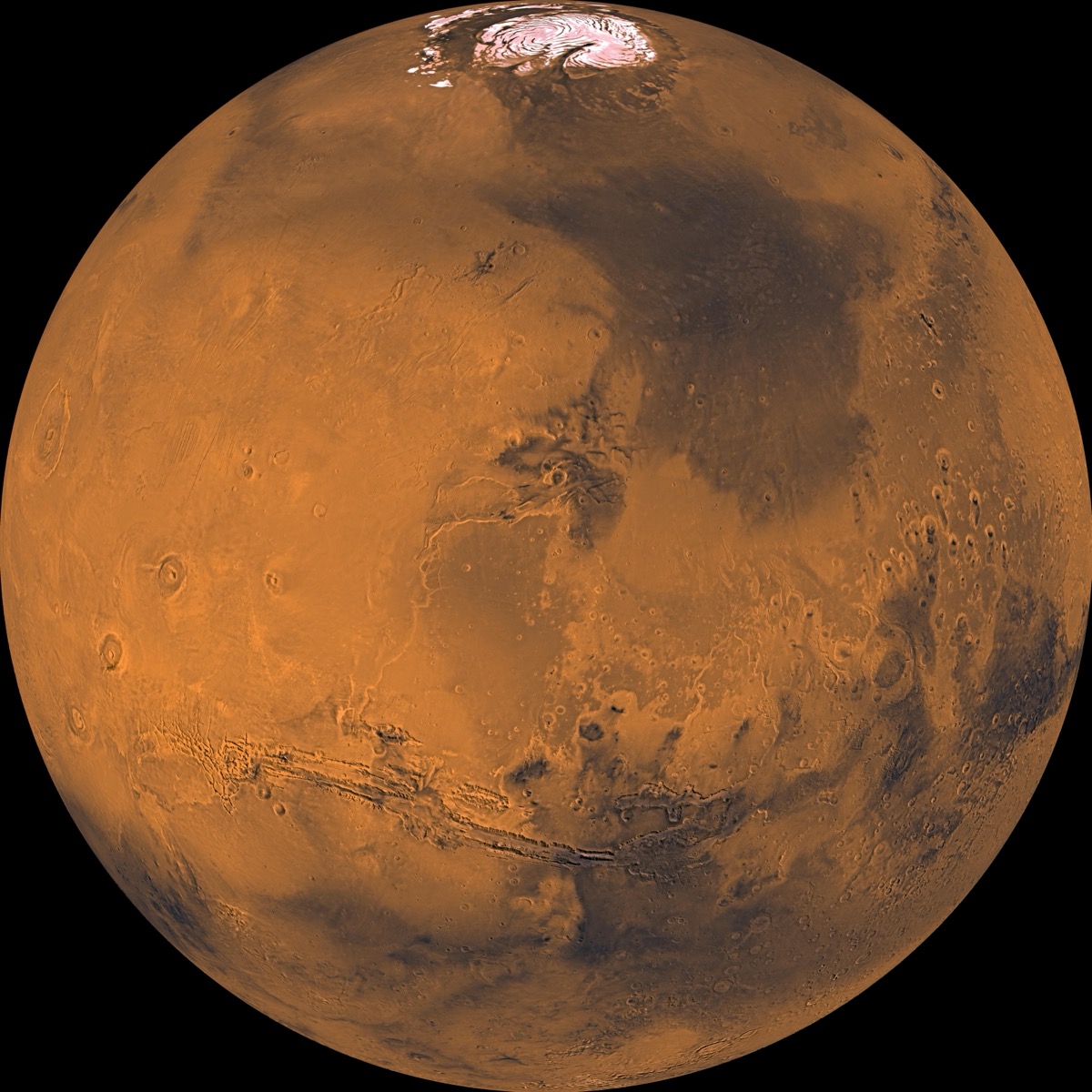 Full-disk image of Planet A, unlabeled